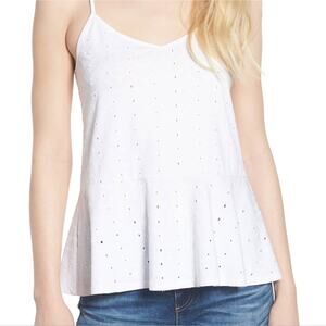 Hinge Eyelet Peplum Camisole White Size M